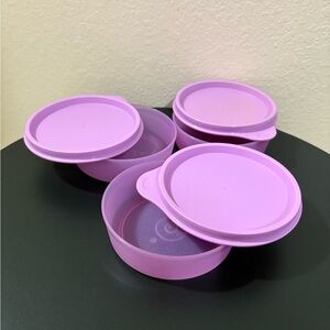 Tupperware Little Wonders Bowls Set of 3 Lilac Purple Daisy